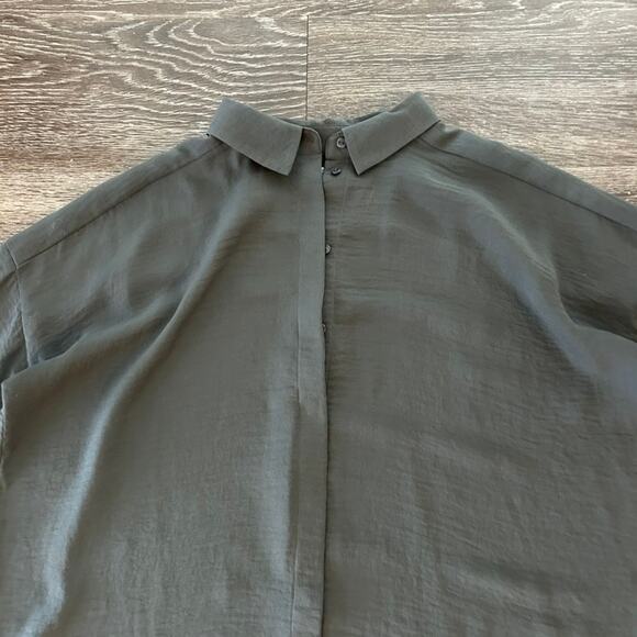 EUC COS Long Oversized Shirt Tunic Charcoal Gray Size 2 Minimalist High-Low Top - Picture 4 of 16